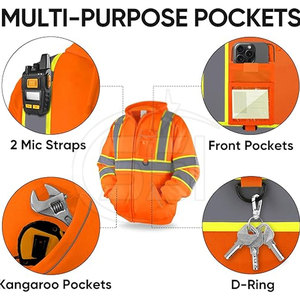 Sudadera con Capucha Reflectante ANSI Clase 2, Impermeable y de Seguridad Mejorada, Diseñada para Mejorar la Visibilidad Durante Tareas Laborales Difíciles - Product Image 4