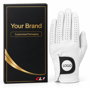 Gants de golf personnalisés avec logo, emballage, cuir Cabretta, paume respirante, doux, pour hommes, blanc, couleur OEM, caractéristiques, matériau, origine, taille, Canleo - Product Image 1