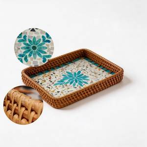 Best Indian Rattan Serving Tray Custom Round Tray Natural Wood for Home & Hotel & Restaurants Use Customize size Shape - Product Image 3