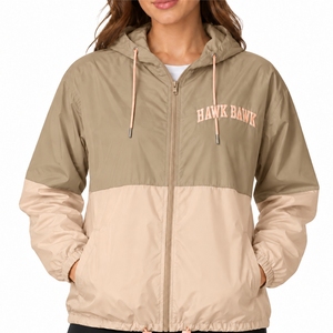 <b>Women</b> Hooded Windbreaker <b>Jacket</b> Lightweight Windbreaker Casual Outerwear Ribbed Bottom Front Logo Windproof Autumn Casual - Product Image 1