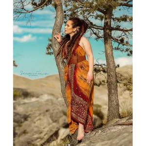 Vestido Maxi Boho sin Tirantes con Dobladillo Asimétrico, Estampado Digital, Viscosa/Algodón, Corte Holgado, Estilo Casual de Verano, Cintura Natural - Product Image 1