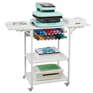 Supporto mobile a 3 livelli per termopressa con design pieghevole e funzione di apertura automatica, porta rotoli in vinile - Product Image 1