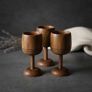 Handmade Wooden <b>Whiskey</b> and Wine Cup Natural Wood Tumbler Rustic Bar Drinkware for Parties and Gatherings - Product Image 2