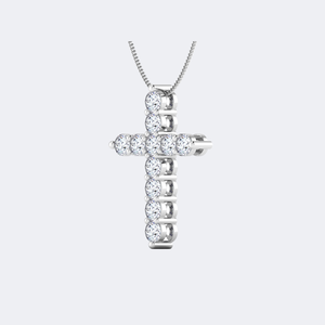 Collier pendentif croix serti de diamants taille ronde, aspect élégant, bijoux religieux, à porter au quotidien, cadeau tendance pour femmes et hommes - Product Image 2