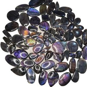 Offre Spéciale : Cabochon de Labradorite Naturelle Polie Lisse, Formes Variées, Effet de Couleur Violet, pour la Fabrication de Bijoux, 20-45mm, 8-12g - Product Image 2