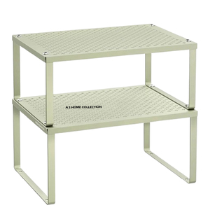 Estante de Especias Multifuncional de Metal Rectangular con Vidrio para Cocina y Baño, Estantes de Almacenamiento de 2 Niveles - Product Image 1