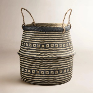 ตะกร้าหญ้าทะเลลายผสมผสาน ตะกร้าเก็บของทำมือ ขายส่ง เป็นมิตรกับสิ่งแวดล้อม ผลิตในเวียดนาม - Product Image 5