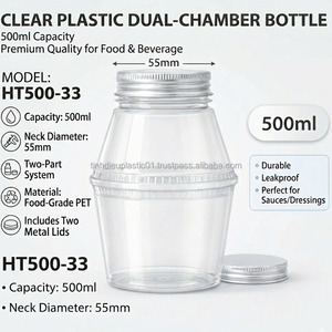 500ml HT500-33 Transparent PET Dual-Chamber Bottle with Aluminum Twist <b>Cap</b> Eco-Friendly <b>Plastic</b> Bottles - Product Image 5