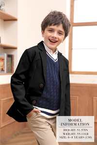 Blazer décontracté uni pour garçons, veste à deux boutons, manteau sport léger, blazer de costume scolaire - Product Image 3