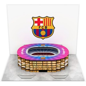 Tarjeta de Felicitación 3D Pop-Up del Estadio Camp Nou del FC Barcelona, Impresión Digital, Laminado Brillante, Regalo - Product Image 1