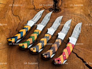 มีดพับ Damascus Back Lock Pocket EDC สำหรับขายส่ง ผู้ผลิตมีดพับทำมือ ด้ามไม้ สำหรับล่าสัตว์ รับผลิตแบบ OEM จำนวนมาก พร้อมบรรจุภัณฑ์ตามสั่ง - Product Image 5