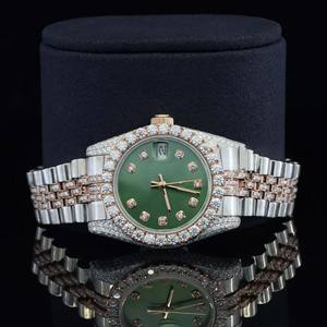 Nouvelle montre de luxe pour homme en argent sterling 925 de qualité supérieure avec cadran vert en moissanite, montre personnalisable avec diamants - Product Image 2