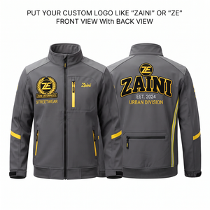 ZAINI Men's Autumn <b>Hooded</b> <b>Soft</b> <b>Shell</b> <b>Jacket</b> 220g Polyester Breathable Windproof Eco-Friendly Stand Collar - Product Image 1