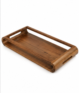 Bandeja de Servir Artesanal de Madera Maciza de Acacia con Asas, Plato de Madera para Servir Alimentos, Bandeja para Cocina, Desayuno, Hotel, Restaurante - Product Image 6