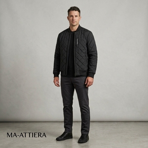 Chaqueta bomber acolchada negra para hombre, ropa de calle, chaquetas de invierno para hombre, chaqueta al por mayor para hombre, ropa informal. - Product Image 1