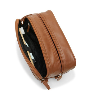 Leather Toiletry Bag Cosmetic <b>Case</b> Small Zipper Closure Portable <b>Makeup</b> Bag Simple Style Beige Color Toiletry Bag Travel - Product Image 3