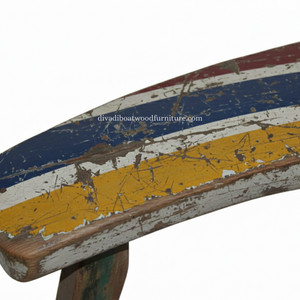 Banc Rudi en bois de bateau récupéré, couleur naturelle, design minimaliste et durable pour intérieur et extérieur - Product Image 6