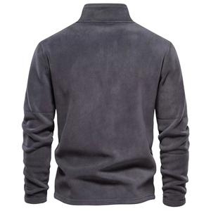 Nuevas llegadas: Sudaderas de lana para hombre con cremallera de un cuarto, color y logotipo personalizados, estilo streetwear. - Product Image 2