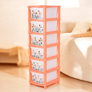 <b>6</b> Tier Plastic Storage <b>Drawer</b> Cabinet Modern Kitchen Bathroom Kids Room Jewelry Clothing Organizer Standing Type Rectangle Shape - Product Image 1