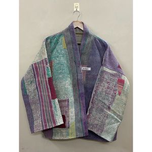 Handmade 100% Cotton Patchwork kantha Kimono <b>Jacket</b> Full Sleeve Shawl Collar Eco-Friendly Women's Wear <b>jacket</b> - Product Image 3