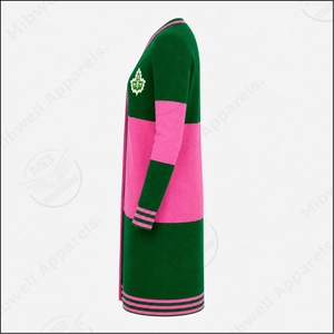   Cardigan pour femme, couleur verte et rose, col en V, manches longues, broderie, pull long en tricot, vêtements d'hiver - Product Image 3