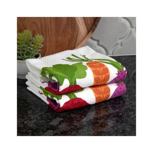 Cute Rooster bordado Puffy 100% algodón orgánico GOTS certificado proveedores indios fiable respetuoso con el medio ambiente polar toallas de cocina - Product Image 5