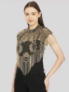YouLaPan Adult Simple Long Trailing Bride <b>Shawl</b> Wedding Accessories Soft Chiffon Beading <b>Pins</b> Fixed Women Festival Stage Catwalk - Product Image 3