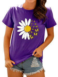 Camiseta de verano para mujer, talla grande, 100% algodón, blanca, lisa, informal, con cuello redondo y manga corta, en oferta. - Product Image 2