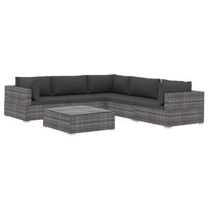 Ensemble de 6 grands salons de jardin modulaires en rotin PE gris - Product Image 2
