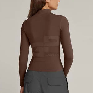 Chaqueta de yoga para mujer de diseño premium, de secado rápido, material elástico, manga larga, con cremallera completa, para correr. - Product Image 3