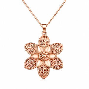 Ensemble collier et boucles d'oreilles pendantes florales en zircon cubique plaqué or rose, bijoux vintage en argent sterling 925 pour femme, élégance - Product Image 3