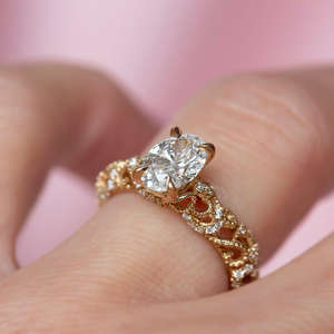 IGI/GIA Lab Grown Vintage 14K oro boda/compromiso anillo Unisex corte ovalado diamante para regalo de fiesta de aniversario - Product Image 2