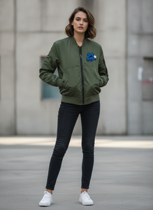 Chaqueta Bomber Verde Bordada Boy Gang para Hombre, Estilo Urbano, Cierre de Cremallera, Cuello Alto, Ropa de Otoño - Product Image 5