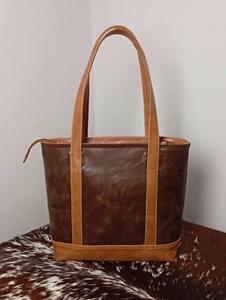 Bolso Tote Portátil de Cuero Genuino para Mujer con Cadenas, Cierre de Cremallera de Color Sólido, Estilo Minimalista, Uso Diario, Todas las Temporadas - Product Image 1