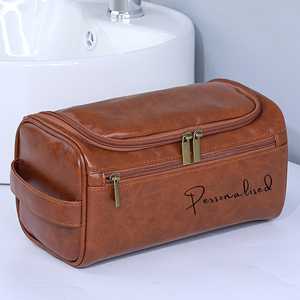 Genuine Leather Toiletry Bag <b>Mens</b> Dopp Kit Shaving Wash Bag Travel Cosmetic <b>Pouch</b> Large Capacity Wholesale UK TYG-0270 - Product Image 2