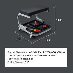 Sedile da Meccanico con Ruote per Officina, Capacità 113 kg, con Vassoio Porta Attrezzi Sottoscocca, Resistente e Confortevole - Product Image 3
