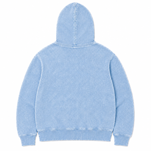 Sweat-shirt streetwear personnalisé en molleton de coton épais, coupe oversize, avec capuche intégrale zippée style cagoule, effet délavé à l'acide et logo - Product Image 4