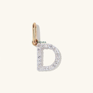 Colgantes Minimalistas Unisex de Plata 925 con Letras de Cristal Chapadas en Oro y Diamantes Cultivados en Laboratorio de la A a la Z - Product Image 5