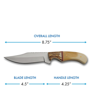 Hunting <b>Knife</b> 8.75 Inch - Camping <b>Knife</b> with <b>Bone</b>/Stag <b>Handle</b>, Filework Spine, Stainless Steel Blade & Sheath - Pocket <b>Knife</b> - Product Image 5
