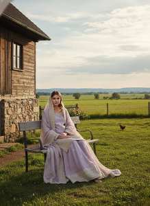 Ensemble Plazzo ethnique indien haut de gamme pour femme – Ensemble Kurta en soie pure avec broderies riches et dupatta, prêt-à-porter, tenue de créateur - Product Image 5