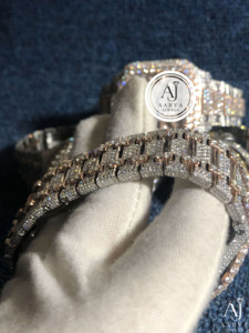 Montre mécanique en acier inoxydable avec incrustation de diamants, ton or rose, lunette en cristal, style bijoux de luxe, analogique, bracelet de 20 mm - Product Image 2