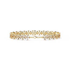 Ethnic Vintage Designer Statement Diamond Jewelry for Women | Lab Grown Round Cut Halo Diamond Bracelet in 10k 14K Yellow Gold - Product Image 2