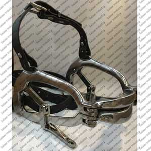 Espéculo dental para caballos J2 de acero inoxidable con acabado espejo, placa de mordida superior e inferior, correa de cuero Biothane, abridor de boca para caballos - Product Image 6