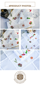 Sous-verres en lin naturel brodés de baies sauvages colorées, qui apportent un charme de jardin frais aux cocktails, aux moments de thé et à une touche d'élégance. - Product Image 2