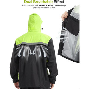 Combinaison de pluie pour moto, légère, deux pièces, 100% polyester, imperméable, avec éclairage de sécurité, pour adultes - Product Image 6