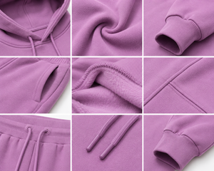 Conjunto Deportivo de Mujer, Sudadera Corta de Felpa de Algodón Grueso, Pantalones Jogger de Pierna Ancha, Corte Regular, 380g, Premium, Invierno, Color Sólido, Personalizable - Product Image 6