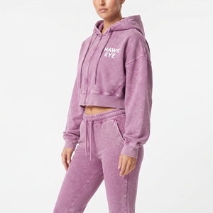 Customizable Women's Acid Wash Hoodie And <b>Wide</b> <b>Leg</b> <b>Jogger</b> Set Full Zip Crop Top Long Sleeve Casual Wear Solid Color Loose Fit To - Product Image 2