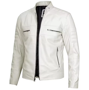 Chaqueta de Cuero Delgada para Hombre con Cuello Alto, Transpirable y Resistente al Viento, con Cierre Frontal de Tela No Tejida, Servicio OEM - Product Image 3