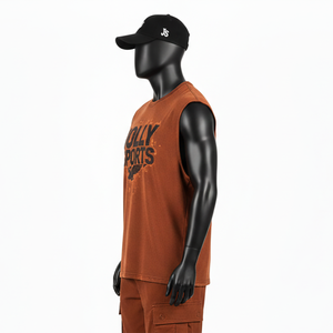 Camiseta sin mangas para hombre, de algodón grueso, con estampado personalizado, 100% algodón, corte holgado. - Product Image 4