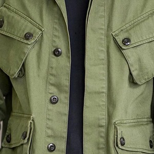 Men's 100% Cotton Vintage Multi-Pocket Safari <b>Jacket</b> Casual <b>Worker</b> Street Wear with Button Decoration for Autumn Canvas Fabric - Product Image 3